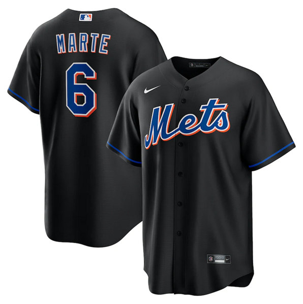 Youth New York Mets #6 Starling Marte Black Cool Base Stitched Jersey